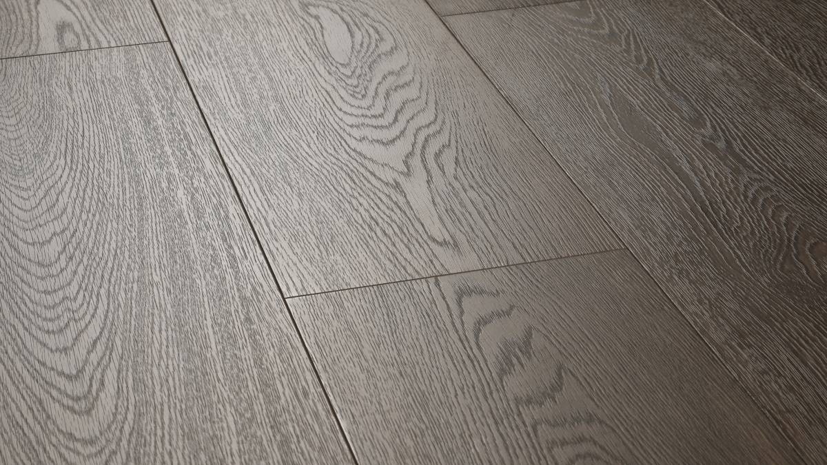 Aging Tree AC5 laminate plank angle view showing 4-sided painted bevel and embossed wood grain