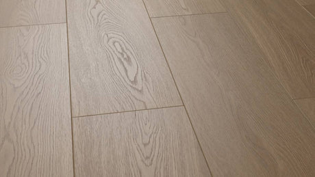 Cherry Bloom AC5 laminate plank angle view showing 4-sided painted bevel and warm cherry grain